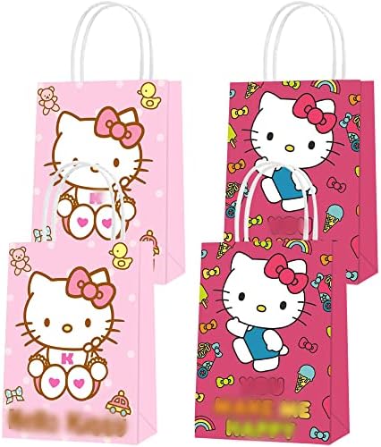 УИНЕ 16 Спакувајте Кеси за Забави за Мачиња хартиени кеси, Слатки Торби За Мачиња За Роденден На Деца, Торби За Лекување Бонбони За Момчиња