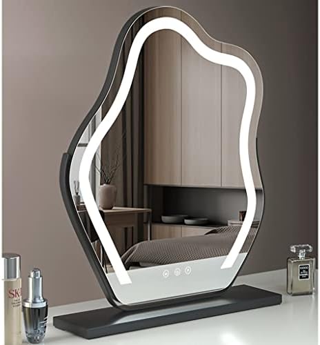 FIFOR 360 ° ротирачко огледало со светла, за маса за облекување на шминка, осветлена суета огледало со затемнето LED светло и приклучок