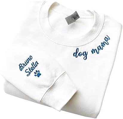 Персонализирана кучиња мама везена џемпер, персонализирана мајка која сака дуксер за кучиња, персонализирано име на мајка везена маичка повеќе
