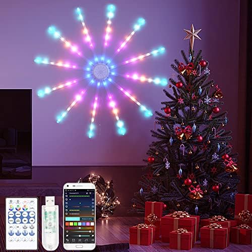 ОГНОМЕТ LED Светла USB Starburst Самовила Светла, Bluetooth Паметни RGB Боја Менување На Огномет Светла Со Музика Синхронизација,