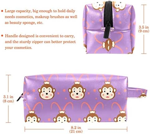 Тбуобт Торба За Шминка Патување Козметичка Торба Торбичка Чанта Чанта Со Патент, животински цртан филм мајмун виолетова