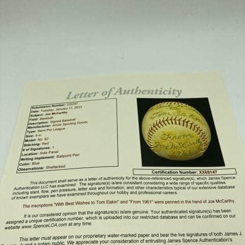 Mcо МекКарти сингл потпишан бејзбол со JSA COA - Автограмирани бејзбол