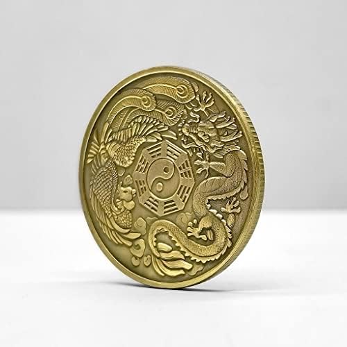 Таиџи мапа Озборувања Медал Змеј И Феникс Антички Бронзени Украсни Монети Класична Филозофија Таоистичко Верување Монети Играчки