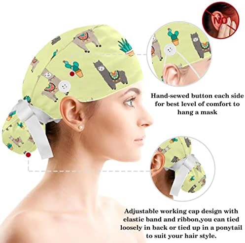 Bouffant Scrub Chats со копчиња џемпери и хируршки капачиња за коса за жени, бубамара во лисја