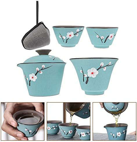 4 парчиња садови за куќички за пиење канцеларија песок јапонски виолетова година гонгфу вода азиски гроздобер стомна што служи чаши чајник кинески