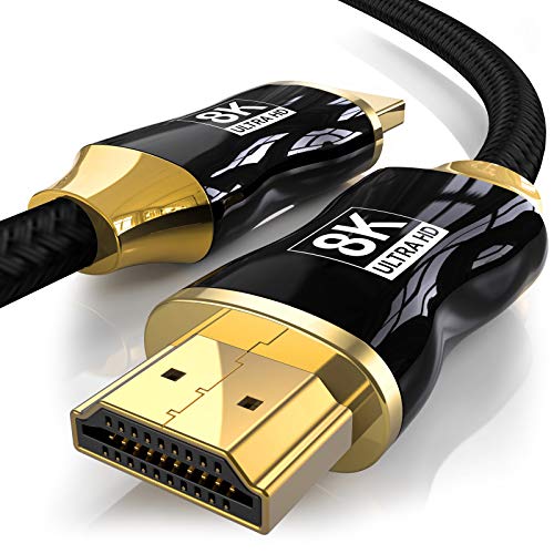 НИУБ 8К HDMI Кабел 40 Стапки, 2,1 HDMI Кабел 40 Стапки Поддржува 48Gbps 8K@60Hz, 4K@120hz HDR, 3D, Dolby Vision, Dolby Atmos Компатибилен