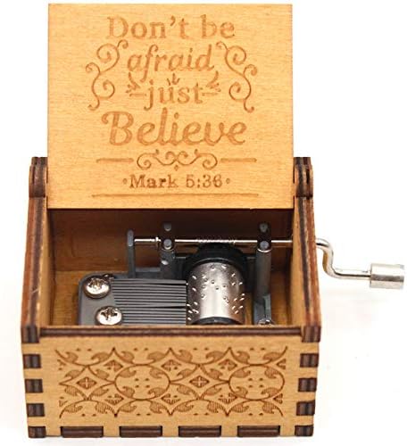 Дрвена музичка кутија Укебобо - Христијанска музичка кутија, Марк 5: 36, Вера подароци за пријатели, жени, деца, семејства - 1 сет