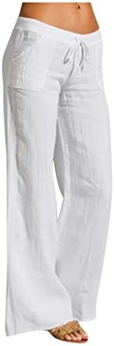 Женски широки нозе палацо панталони памучни панталони со летни летни обични јога панталони опуштени фит салон панталони