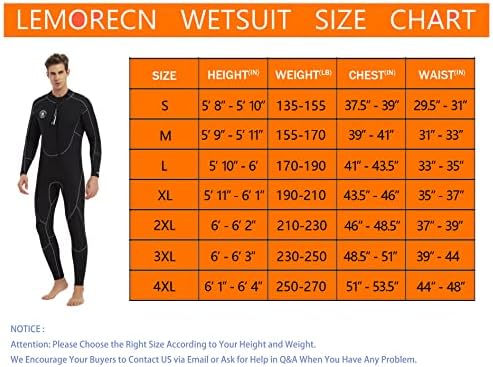 Lemorecn mens wetsuits sumppsuit neoprene 3/2mm и 5/4mm костум за нуркање на телото за мажи