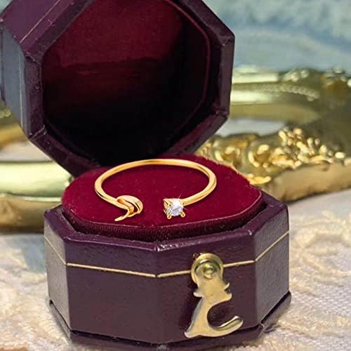 2023 Ново злато Персонализиран Rhinestone 26 Почетна накит за прстен Персонализирана почетна буква Отворен прстен со дијамантски