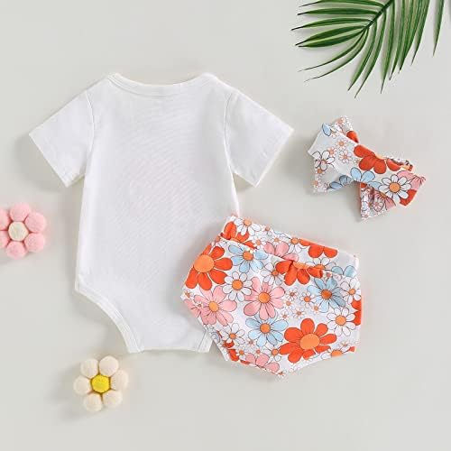 Облека за новороденчиња Муасалукси, со кратки ракави, печати ромпер, цветни шорцеви со глава, бохо летна облека 0-18 милиони