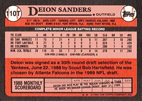 1989 Топпс се тргуваше со бејзбол 110T Деон Сандерс дебитантска картичка