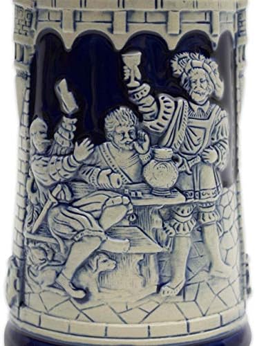 Колекционерски германски замок празничен врежан кобалт сино пиво Штајн