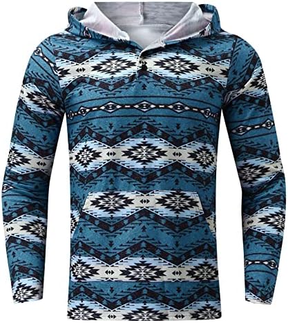 Xiaxogool Aztec Hoodies for Men Western Plus Size Mase Mase Long Relly Hoodie Ethinic Prinver Sweatshirts