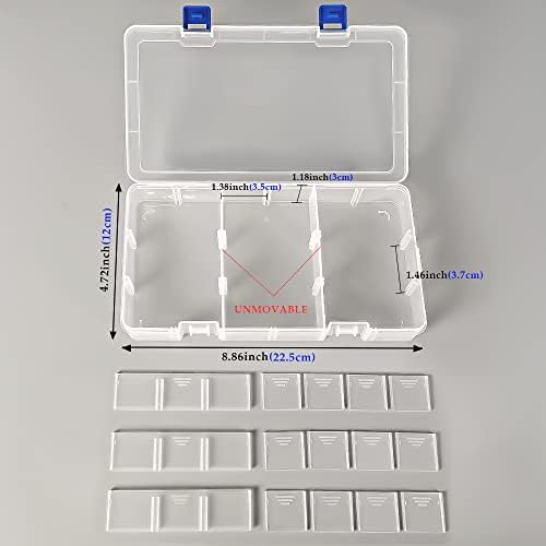 DIFIT 4 пакет 18 решетки чисти пластични кутии за накит Организатор за складирање со прилагодливи делители за ленти за миење, занает,