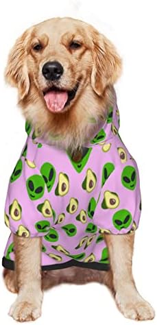 Голем кучиња кучиња смешни-алиенс-авокадо-розови облека за миленичиња џемпер со капа мека мачка облека со мачки xx-голем