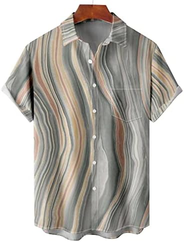 Xiloccer Mens Printed Hawaiian кошули со кратки ракави копче надолу кошула за кошули за плажа за маж со печатена блуза со повеќе бои
