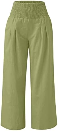 Lcepcy жени со долги широки нозе панталони со високи половини плетени лабави обични панталони лесни летни удобни пакувања со џебови