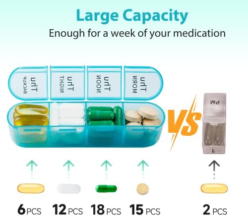Неделен Организатор На Пилули, Голема Кутија За Таблети Со Големи Прегради За Да Собере Многу Рибини Масла, Витамини, Дозер За Лекови