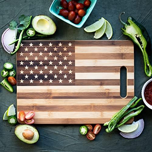 Табла за Сечење американско Знаме, Украсен Блок За Сечкање Кујна За Месо, Сирење, Леб, Зеленчук и Овошје