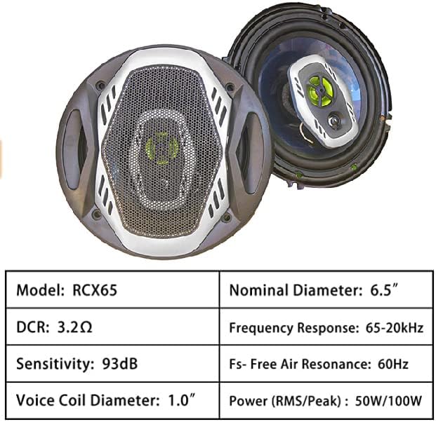 6,5-инчен систем на звучници со три дивизии кружни целосни фреквенции со три оски гласни аудио 180 вати RMS/360 вати моќ, со 4