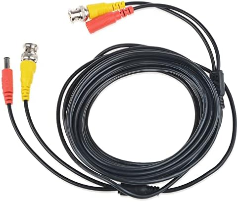 Kybate 25ft црна видео моќност BNC кабелски кабел жици компатибилни со KGUARD CCTV DVR безбедносни камери