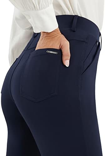Афитен женски јога фустан панталони директно затегнати работи за работа, деловни канцеларии, обични пакувања со џебови од патенти