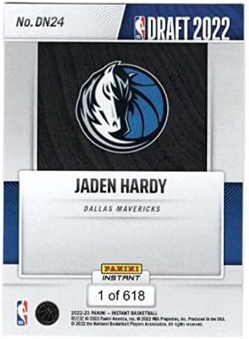 Jaden Hardy RC 2022-23 Panini Instant Draft Night Night /618 Cond NBA кошарка DN24 Mavericks