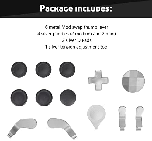 Комплет за додатоци за замена, удобни делови за професионална замена на Сребрен метал на допир 13 во 1 за контролор на игри