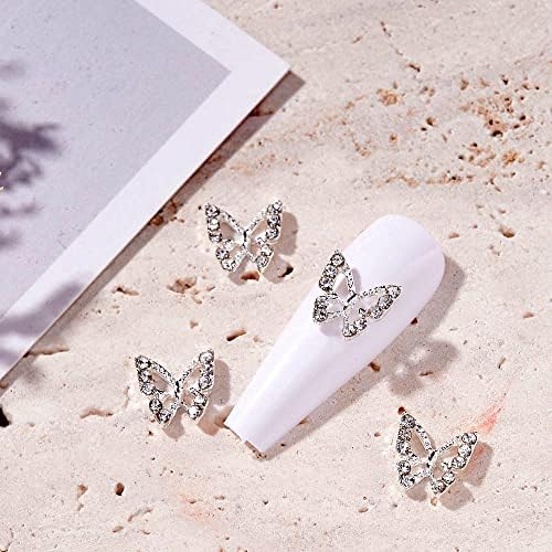 3д Легура Шарм За Нокти Од Пеперутка,10 парчиња Метални Скапоцени Камења За Нокти За Нокти Сјајни Кристални Уметнички Привлечности За Нокти,