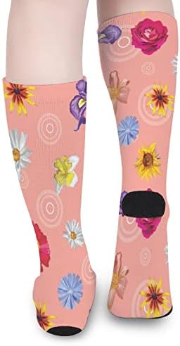 Шарени цвеќиња печатени чорапи за појавување на бои Атлетски колени високи чорапи за жени мажи