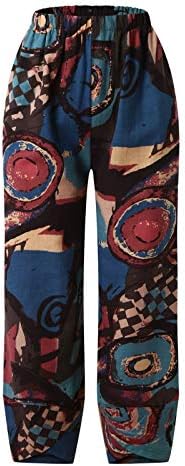 Женски памучни постелнини панталони плус големина летни обични харем панталони лабави вклопени панталони со капри за дишење јога панталони