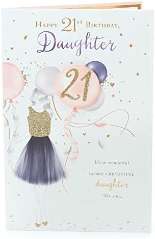 Daughterерка 21 -та роденденска картичка - Доделна картичка за ќерка - 21 -та роденденска картичка - Завршена со златен сјај