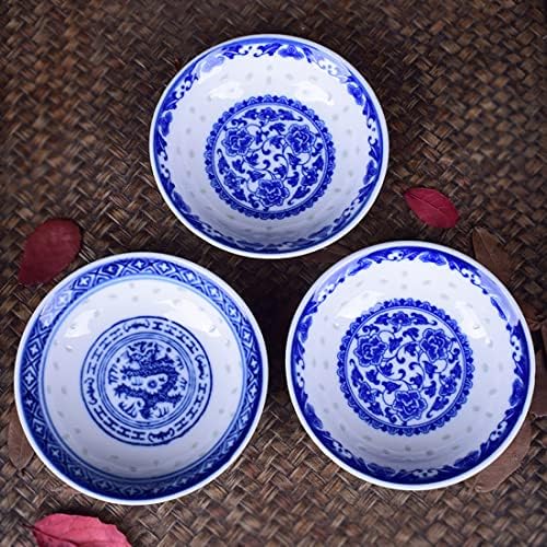 Кинески стил сино -бел цветен керамички керамички садови сет, порцелански натопи мини чинии сос од соја сос, чинии за натопување,