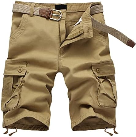 Карго шорцеви за мажи плус големина цврста боја мулти-џебови опуштени летни трендовски обични плажа кратки панталони