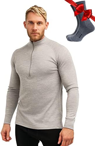 Менс слој на волна од мерино - Волна половина поштенски џемпер мажи - Мерино четвртина патент волна џемпер со средна тежина, тешка категорија