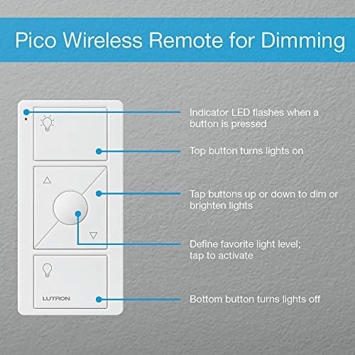 Lutron Pico Smart далечински управувач за прекинувачот Caséta Smart Dimmer | PJ2-3BRL-GWH-L01 | Бело