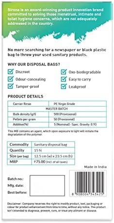 Чанти за лично отстранување на Сирона - 15 кеси за дискретни тампони, санитарни влошки/салфетка, облоги на гаќи, тампони и кондоми | Производи