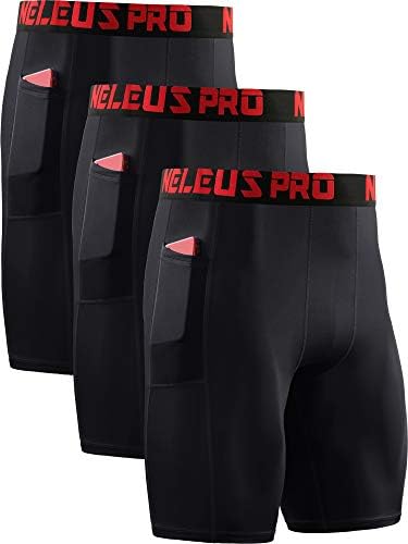 Нелеус машки 3 пакувања што работат со компресија шорцеви со џебови