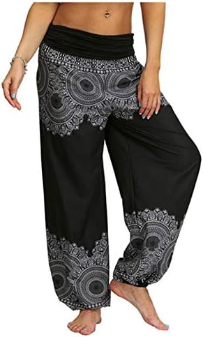 Јенски јога панталони во Дсодан со џебови обични боемски печати високи половини танцуваат цветни тајландски удобни бохо хареми панталони