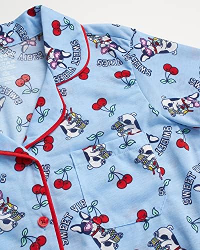 Ограничен Премногу Девојки Пижами Сет - Копче Надолу Кошула За Спиење И Шорцеви: Панда, Сирена, Пеперутка