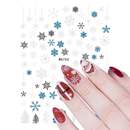 Среќна Божиќна нокти декорации Декорација на лепила за лепење на налепници за нокти Маникир Дизајн на бела налепница за снег за дизајн