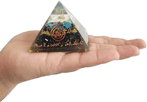 Генератор на енергија Sharvgun Black Tourmaline Turqouise заздравувачки кристал оргон пирамида емф заштита и медитација Јога 2,5-3
