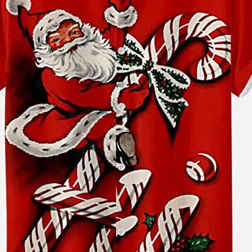 Божиќни кошули XZHDD за мажи, смешни 3D Божиќ Дедо Мраз печатеа врвови со кратки ракави со кратки ракави надолу домашна забава обична