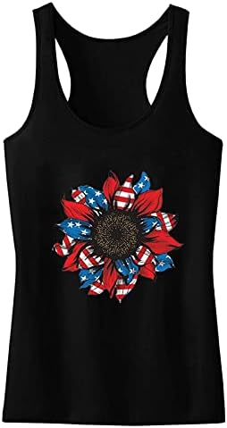 4-ти јули кошули резервоар за врвови за жени во САД знамето летно обични маички без ракави starsвезди ленти