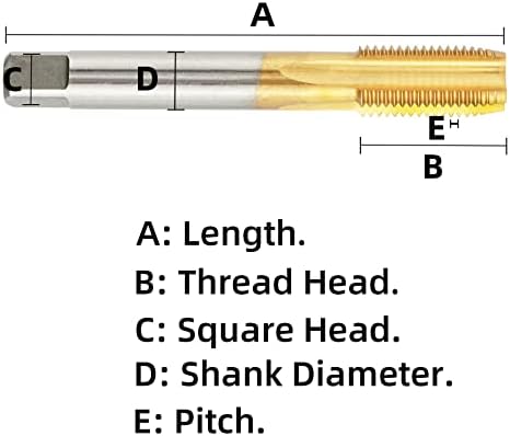 Aceteel HSS 1 3/8 -6 UNC Ti-обложена машина допрете, 1-3/8 x 6 UNC Titanium обложена нишка Допрете десна рака