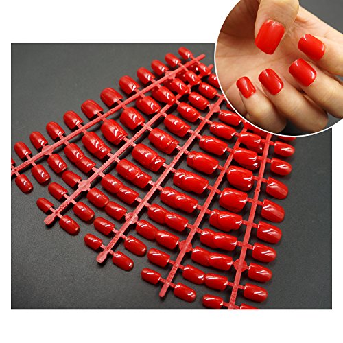 120 Парчиња Црвени Лажни Совети За Нокти Целосно Покривање Кратки Шило Лажни Нокти Акрилен Гел Притиснете На Ноктите