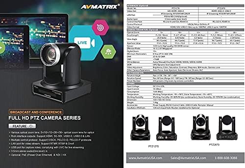 Lilliput Avmatrix PTZ1270-20x Full HD PTZ камера емитува и конференција целосна HD PTZ камера за стриминг во живо со далечински управувач