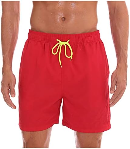 Менски шорцеви мажите за пливање Брзи суви шорцеви на плажа со џебови од патенти и шорцеви од мрежа