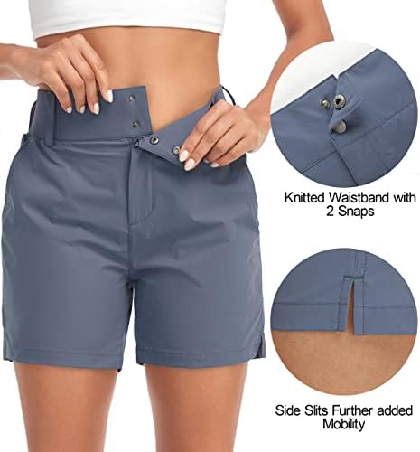 Shortsенски шорцеви за пешачење за голф Брзи суви 5 инчи високи шорцеви за истегнување на половината со џебови лесни за жени случајно лето